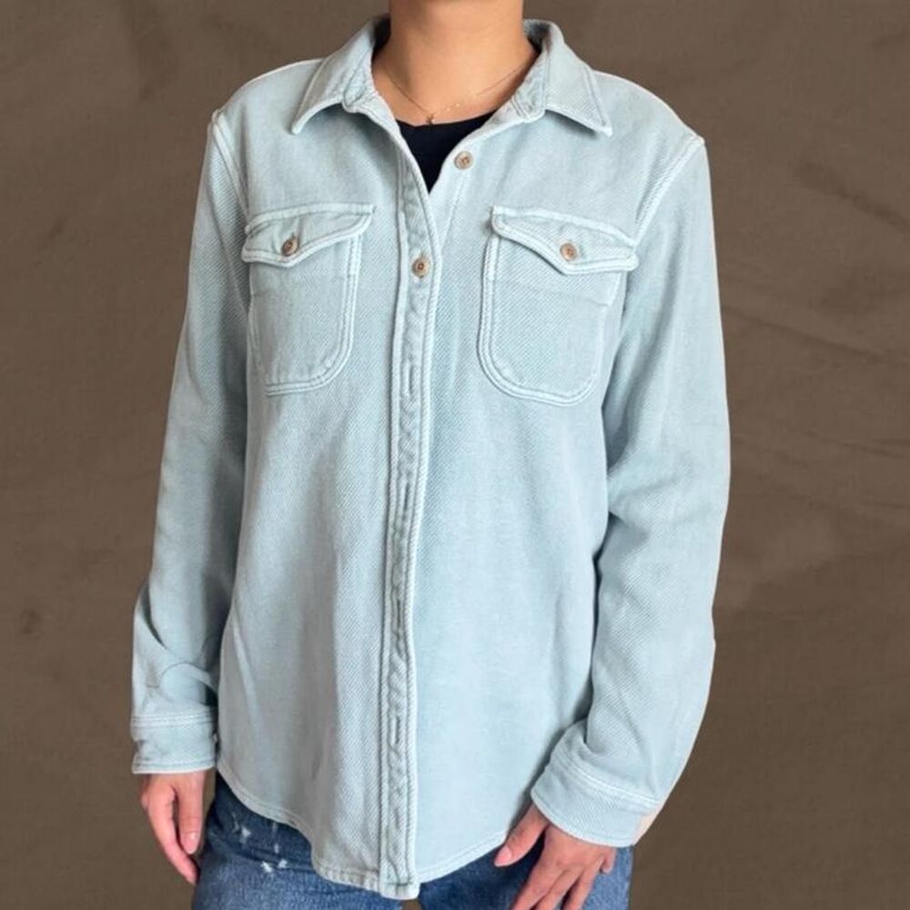 Outerknown chroma denim shirt light blue button up shirt